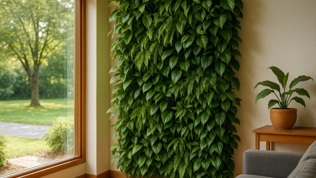 دیوار سبز برای اتاق نشیمن