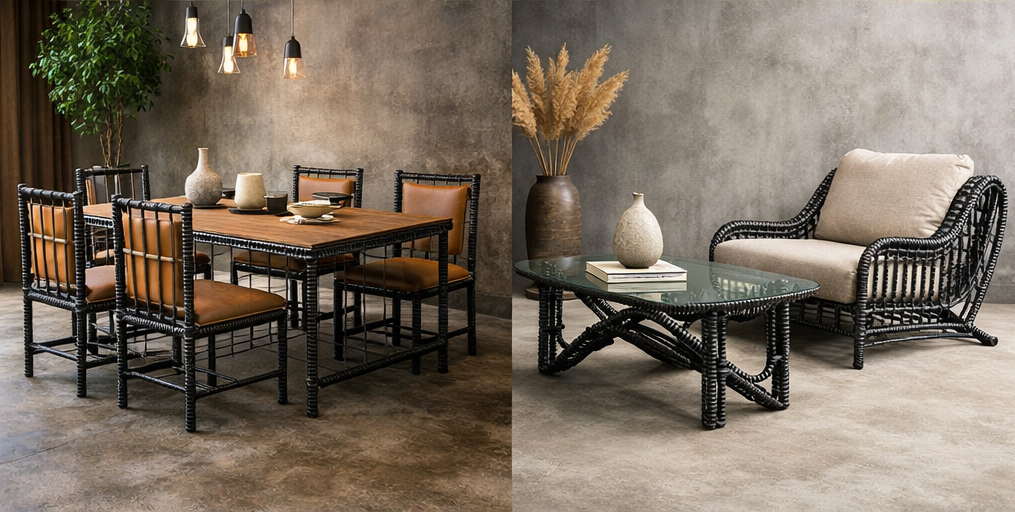 مبلمان مدرن با میلگرد ترکیب خلاقیت و طراحی صنعتی